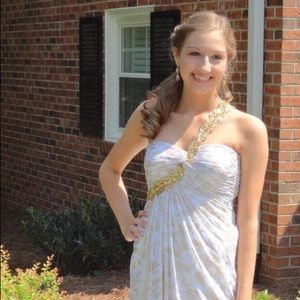 Gold and white formal dress